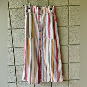 American Eagle linen blend striped button front skirt, XS